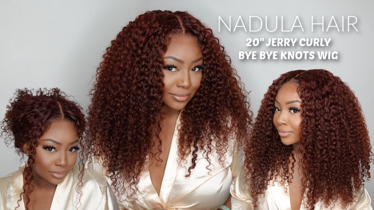 20" REDDISH BROWN JERRY CURLY 7x5 DRAWSTRING WIG