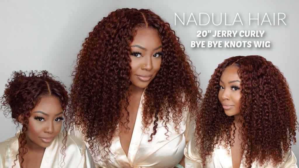 20" REDDISH BROWN JERRY CURLY 7x5 DRAWSTRING WIG