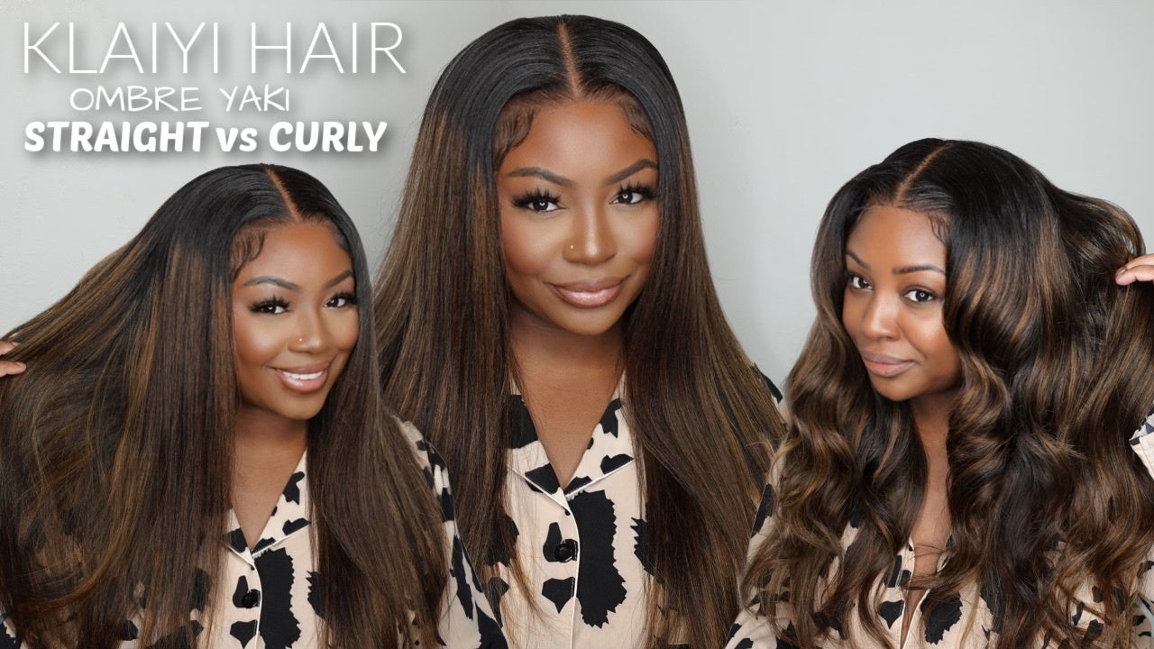 20" Ombre Yaki Straight Lace Wig with Drawstring