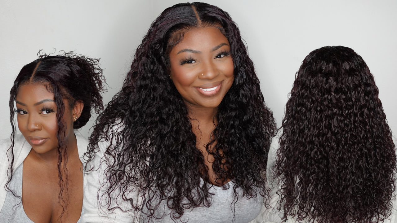 20" BLACK CHERRY WATER WAVE 13X6 DRAWSTRING LACE WIG
