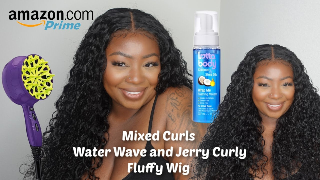 Mixed Curls Water Wave and Jerry Curly Fluffy 13x4 Lace Wig