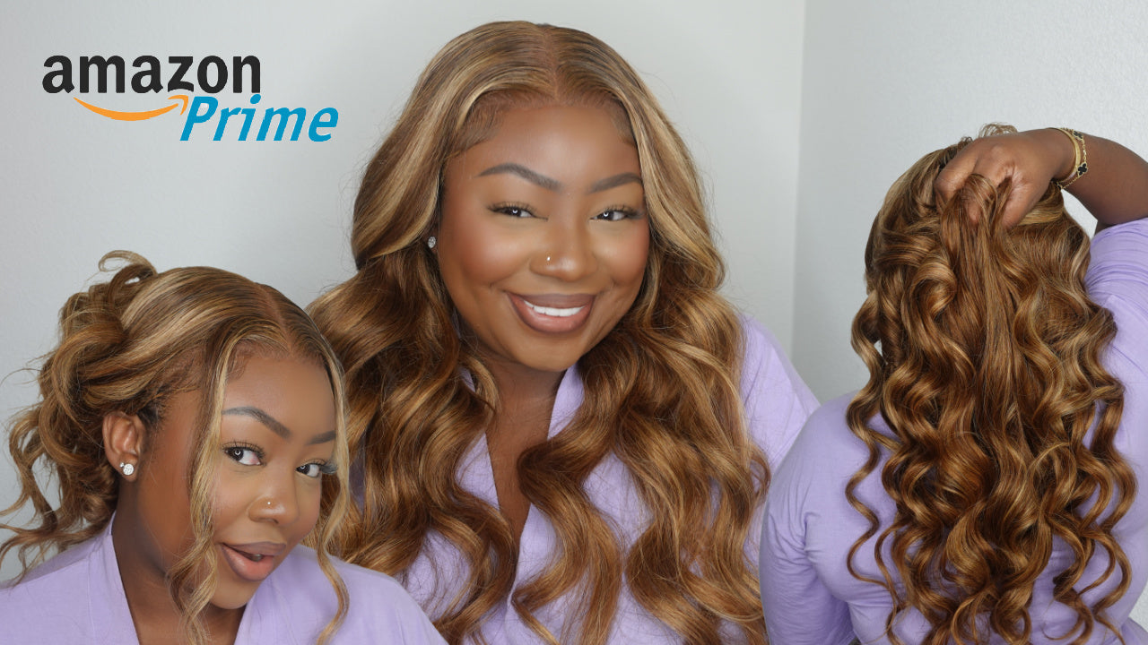 24" Honey Blonde Highlight Bye Bye Knots Body Wave 7x5 Lace Front Wig